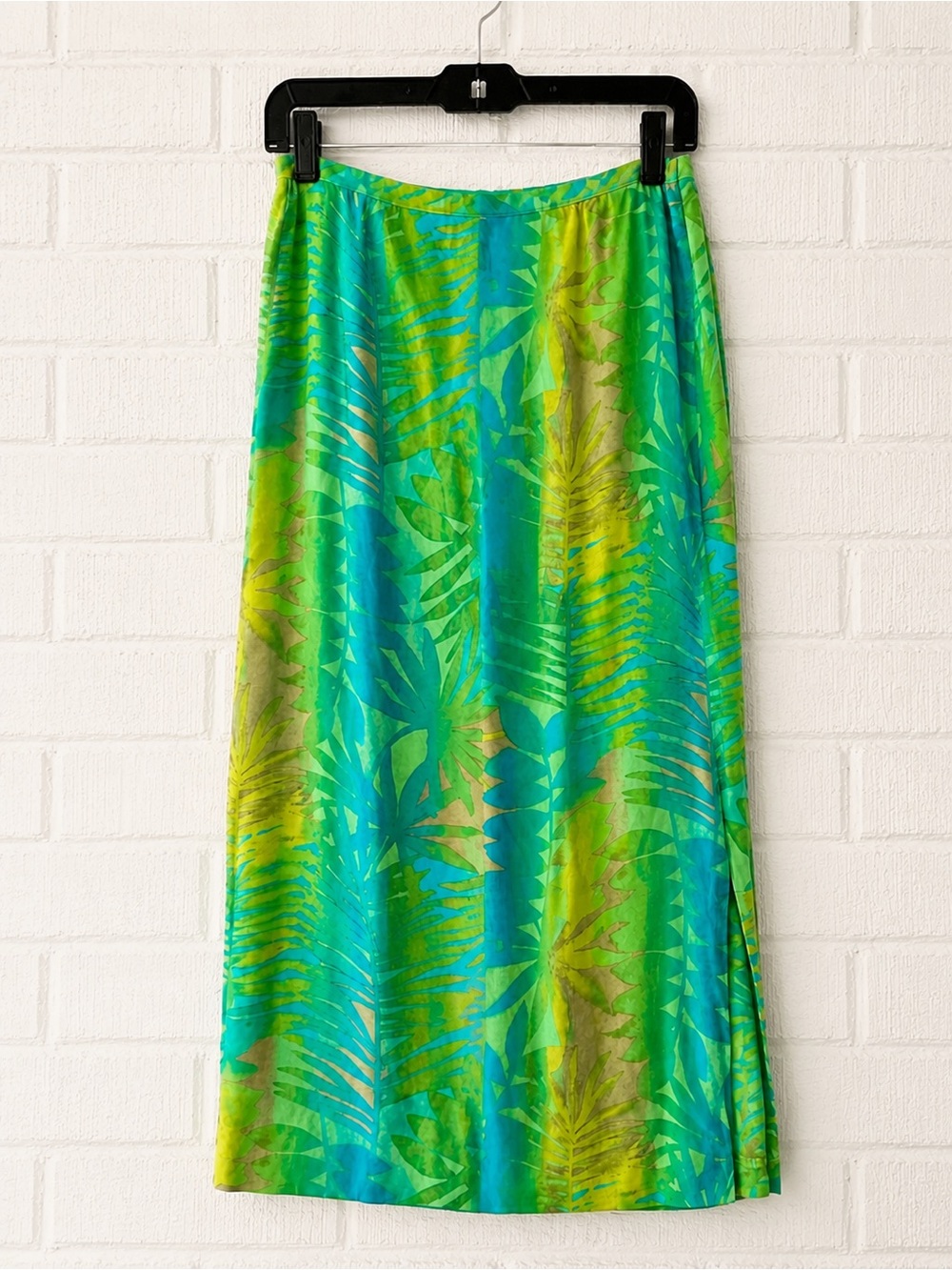 Vintage Nancy Bolen Tropical Print Midi Skirt | Y2K Resort Vacation Vibes